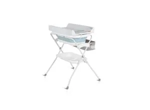 Cangaroo Babywanne Wickeltisch Como 2 in 1 faltbar, Wickelauflage, Zubehörfach blau