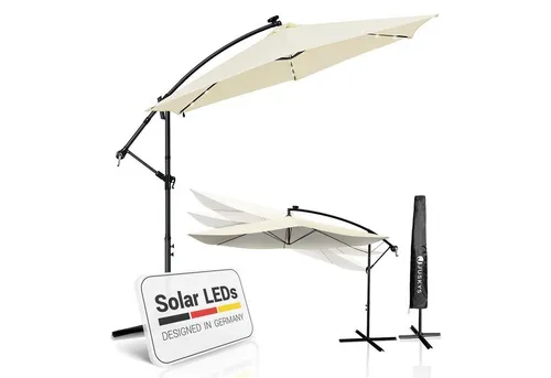 Juskys Ampelschirm Brazil 350 cm mit LED Beleuchtung von Juskys