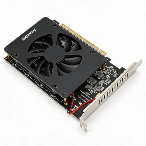 Annadue M.2 PCIE Adapter, PCIe 4.0 X16 auf 4 Port M.2 NVMe SSD mit Lüfter, SupportPCIE RAID, 4x32Gbps, für 2230/2242/2260/2280mm SSD