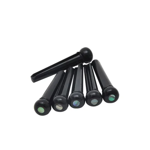Göldo Bridge Pins 6er Set Kunststoff Schwarz Abalone Dot HW102