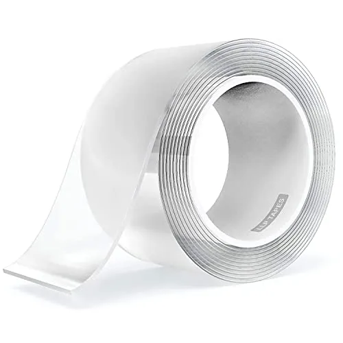 LLPT 10M Doppelseitiges Klebeband I Extra Stark Transparent Spurlos Nano Tape I Waschbares Hochleistungs-Gel-Klebeband für den Heimbüro-Laden Dekokartenposter Fotowand I 5cm x 10m(SN233)