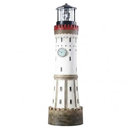 EUROtops Solar Leuchtturm „Lindau“ – Deko für Garten & Terrasse mit rotierendem LED-Leuchtfeuer