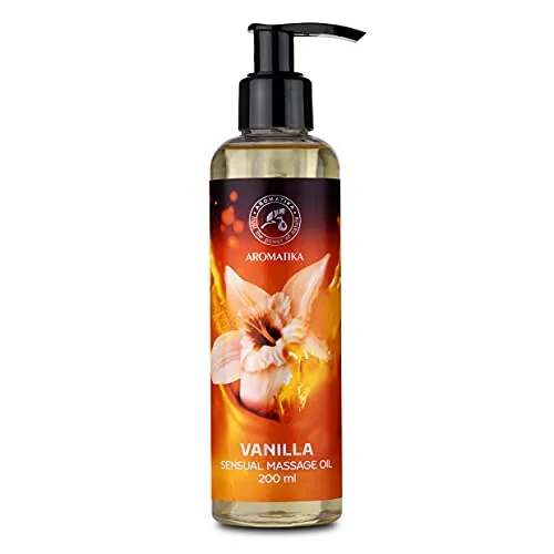 Sinnliches Massageöl Vanille 200ml - Körper Massage Öl mit Mandelöl und Traubenkernöl - Essbar, Verzehrbar, Natürlich - Körperöl für alle Hauttypen - Kissable Massage Öl - Entspannung Massageöl