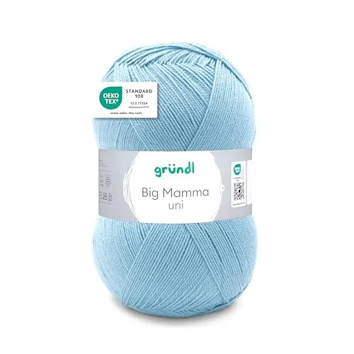 Gründl Wolle Big Mamma uni - XXL Wolle zum Stricken - Strickgarn - Weich und hautfreundlich - 100% Polyacryl - 1 Knäuel 400 g / 1040 m - Nadelstärke 3,5-4,5 - eismint