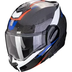 Scorpion Exo-Tech Evo Carbon Rover Klapphelm - Motorradhelm mit P/J Homologation, ausklappbarer Sonnenblende und temperaturausgleichendem Innenfutter für optimalen Komfort bei jedem Wetter.