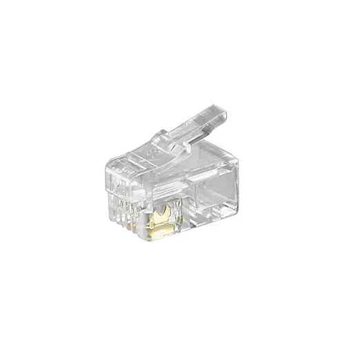 Goobay 50249 RJ10 Westernstecker für Flachkabel, 4 Polig, Zum Crimpen an Telefonflachkabel, Ungeschirmte Version