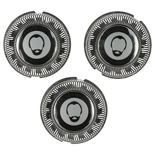 vhbw 3X Ersatz-Scherköpfe kompatibel mit Philips PT720, PT721, PT725, PT726, PT728, PT729, PT737, PT739 Elektrorasierer, Silber