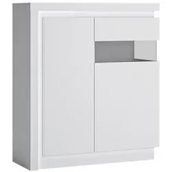 Lomadox Highboard LYNDHURST-129, weiß Hochglanz, mit LED Beleuchtung, B/H/T ca. 108/124/42 cm weiß