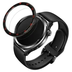 kwmobile Schutzring kompatibel mit Xiaomi Watch S4 /Watch S4 eSIM / Watch S3 Fitnesstracker - Bezel Ring Lünette in Schwarz Rot - Schwarz