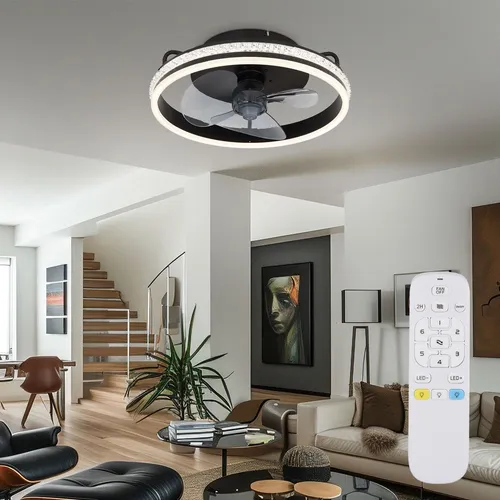 Eleganter Deckenventilator mit Lampe, dimmbar und Fernbedienung - Moderne Deckenlampe & Raumlüfter, 29W LED, 1100 Lumen, Farbtemperatur 2700-6500K, mit Nachtlicht- und Memoryfunktion für individuellen Komfort.
