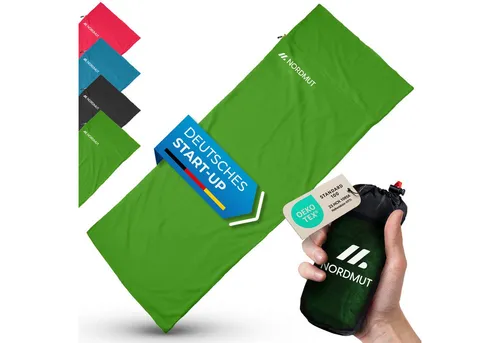 NORDMUT® Hüttenschlafsack Baumwolle Ultraleicht - Hüttenschlafsack aus 100% Baumwolle, ultraleicht und kompakt für Wandern und Camping. Mit nur 480g und einem Packmaß von 10x20 cm ideal für Backpacker!
