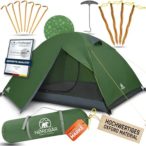 NORDBÄR® Ultraleichtes Zelt für 2-4 Personen - Campingzelt für 2-4 Personen, robust und wasserdicht, ideal für Festivals und Outdoor-Abenteuer, mit schnellem Aufbau und hochwertigem Zubehör für maximalen Komfort.