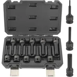 TECPO Innen Vielzahn Steckschlüssel Satz 1/2 Zoll M4-M18 - Ratschenschlüssel aus Chrom-Molybdän-Stahl, ideal für Hand- und Schlagschrauberbetrieb, mit Arretierstift und Gummiring für sicheren Halt.