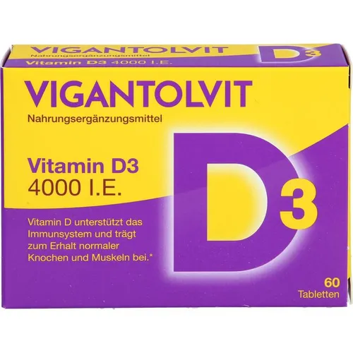 Vigantolvit 4.000 IE Vitamin D3 Tabletten - Nahrungsergänzungsmittel mit hochdosiertem Vitamin D3 (4000 I.E.) für starke Knochen und ein aktives Immunsystem, ideal für Erwachsene.