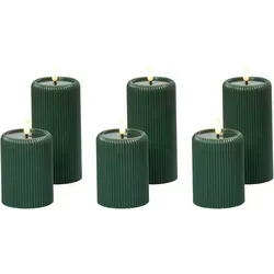LED Kerzen 6er Set NOISETTE 10/16 cm Grün