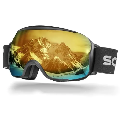 SCHNORR Skibrille Kryos Gold S3 | Sphärisch, Anti-Fog, Full REVO, UV400 Skibrille Männer, Ski Brille Frauen, Snowboardbrille, schlechtes Wetter, Schibrille, Skiing Goggles