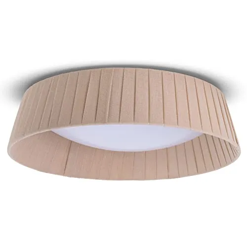 Paco Home Deckenlampe LED Lampe Esstisch Deko Wohnzimmer Modern Deckenleuchte Büro Rund Lampenschirm Stoff Fassung E27, Farbe:Beige, Leuchtenform__Größe:Ø37cm