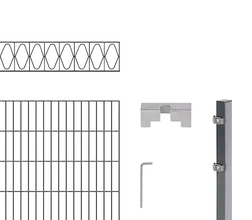 Doppelstabmatten-Set ALBERTS Eleganz 200 x 100 cm, 4 m anthrazit - Gartenzäune aus robustem Metall, elegant in Anthrazit, ideal für sicheren Sichtschutz und Langlebigkeit im Garten.