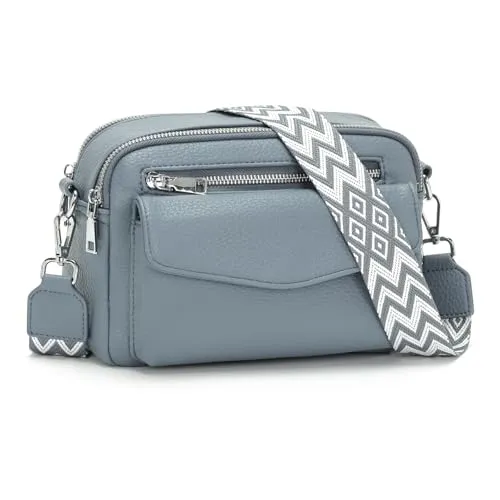 YISUOHOOM 6 Farben Umhängetasche Damen Klein 2025 Crossbody Bag Kleine Handtasche Veganes Leder Tasche Damen Blau Geschenke für Frauen