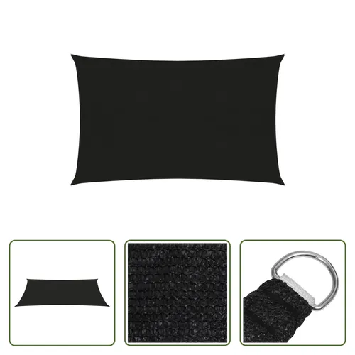 The Living Store Sonnensegel 160 g/m² Schwarz 2x4 m HDPE
