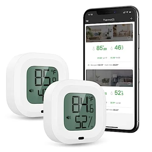 Produktbild Brifit Bluetooth Thermometer Hygrometer, Thermo-Hygrometer mit App für IOS/Andiord, Innen Thermometer mit Daten Export, Alarm-Funktion, für Haus, Wein, Gewächshaus (2 Stück)