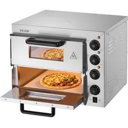 VEVOR Kommerzieller Pizzaofen 356mm - Mini-Backöfen mit Edelstahl-Gehäuse, ideal für die Gastronomie, erreicht Temperaturen von bis zu 350 ? für perfekte Pizzas.