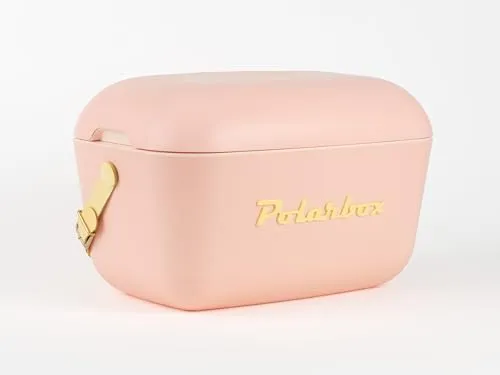 Kreher® Kühlbox Passive Kühlbox Kühltaschen Polar in Retro Vintage Design aus Kunststoff mit polystyrol (Airpop) thermische Isolierung (Coral Pop, 12 L)