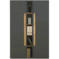 Furn.Design Aktenschrank Set Center in grau mit Wotan Eiche - Elegantes Büroschrank Set für das wohnliche Homeoffice, mit 2 Stauraumschränken und einem Regal, höhenverstellbaren Einlegeböden und pflegeleichten Oberflächen.