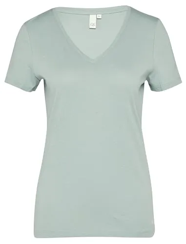 QS Damen 2162977 T-Shirt V-Neck, salbeigrün, L