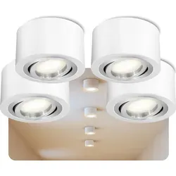 SSC-LUXon LED Aufbauspot 4er Set - extra flach & schwenkbar - Wandspots - 4er Set aus Aluminium, mit tauschbarem 4W LED Modul für optimale Raumausleuchtung. Zeitloses Design und einfache Installation, ideal für Flur, Wohnzimmer oder Schlafzimmer.