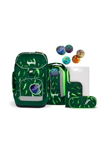 ergobag maxi set 6-teilig – Ergonomischer Schulrucksack für große Kinder - Schulranzen – Ideal für Kinder ab der 1. Klasse mit höhenverstellbarem Tragesystem und individueller Gestaltung durch Kletties.