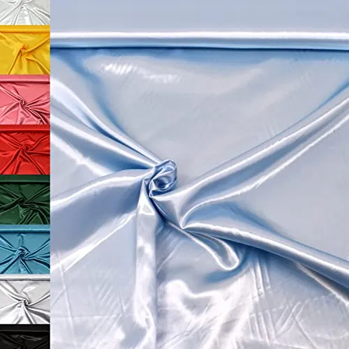 MAGAM-Stoffe 1m Estelle Satin Stoff uni ideal für Kleidung und Deko Meterware (17. Hellblau)