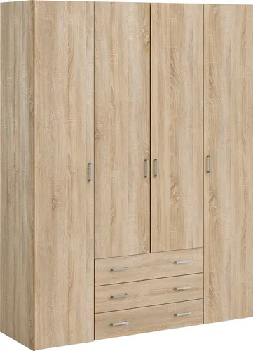 INOSIGN Kleiderschrank Space Drehtürenschrank 154 cm - Kleiderschrank mit 4 Türen und 3 Schubkästen, bietet großzügigen Stauraum und ist aus FSC-zertifiziertem Holz gefertigt – ideal für ein modernes und nachhaltiges Zuhause.