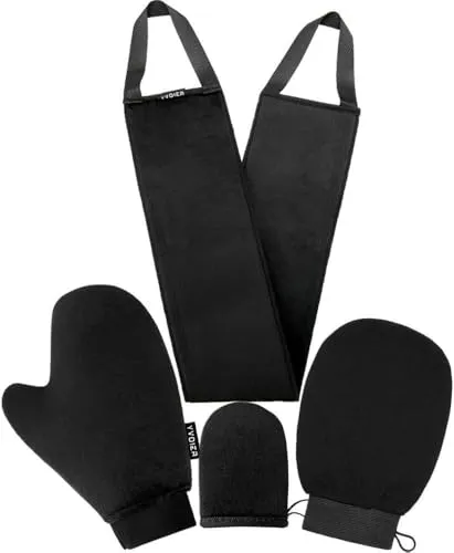 YVOIER Selbstbräuner Applikator Kit 4 in 1 Mit Exfoliating Handschuh, Selbstbräuner Handschuhe, Rückenapplikator Und Gesichtshandschuh