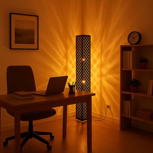 Elegante Stehlampe LED mit Blattgold, 15x15x118 cm - Moderne Stehleuchte mit edlem Textilschirm in Schwarz und Blattgold, 2x E27 Fassungen für individuelle Lichtgestaltung, ideal für stilvolle Wohnzimmer.