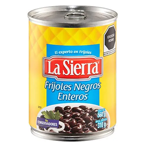 Ganze Schwarze Bohnen (gewürzt), Dose 560g -- aus MEXIKO -- Frijoles Negros Enteros LA SIERRA