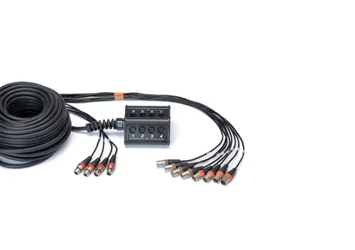 Cordial Multicore CYB C 8/4 - 15 - Kabel, Leitungen & Stecker - trapezförmige Stagebox mit Zugentlastung und Knickschutz, ideal für professionelle Anwendungen mit 15m Länge und Neutrik REAN-Steckern.
