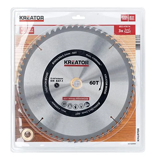 Kreator Kreissägeblatt Ø 305 mm mit 60 Zähnen und Reduzierringen