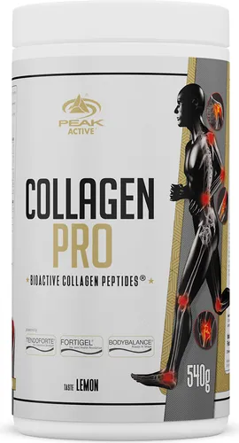 Peak - Collagen Pro - 540g Lemon - Sportnahrung mit innovativen BIOAKTIVEN KOLLAGENPEPTIDEN® und added Vitamin C für optimale Löslichkeit und einen frischen Zitronengeschmack.