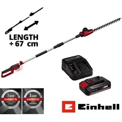 Einhell Akku-Heckenschere GC-HH 18/45 Li T - Teleskop-Heckenschere mit Akku - Heckenscheren mit 18 V Akku und Ladegerät, ideal für müheloses Schneiden von hohen Hecken dank Teleskopfunktion.