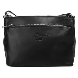 Samantha Look Umhängetasche Damen 019954 schwarz - Elegante Umhängetasche aus 100% Rindleder mit praktischem Stauraum und verstellbarem Schultergurt, ideal für Spaziergänge und Städtetouren.
