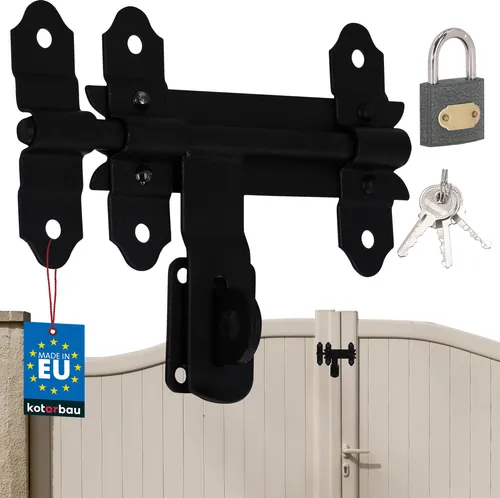 KOTARBAU® Torriegel mit Vorhängeschloss 150 mm Garagentorriegel pulverbeschichteter Stahl Türriegel Gartentor Schloss Schlossriegel Schließblech Riegelschloss Torscharniere Schieberiegel Bolzenriegel