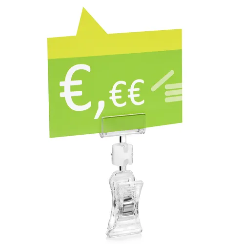 Stück Preisklammer / Preisschildhalter / Klemme verstellbar mit Kugelgelenk 10