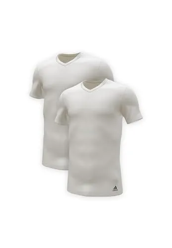 adidas Herren T-Shirt 2er Pack - Active Flex Cotton, V-Ausschnitt, uni Weiß S - Herren-Shirts im 2er Pack aus Active Flex Cotton, weich und schnell trocknend. Ideal für Alltag und als Unterziehshirt. Slim Fit für angenehmes Tragegefühl.