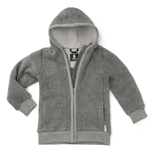 Ehrenkind® Fleecejacke, Wollfleece in feinster Bio-Merino Wolle, Atmungsaktiv & temperaturausgleichend, Fleecejacke Kinder, Grau 74/80