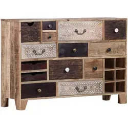 Landscape Sideboard, Mehrfarbig, Natur, Metall, Akazie, Mangoholz, massiv, 14 Schublade(n) Schubladen, 114x80x39 cm, Beimöbel erhältlich, stehend, Holzmöbel, Kleinmöbel Holz, Holzkommoden, Sideboards Holz