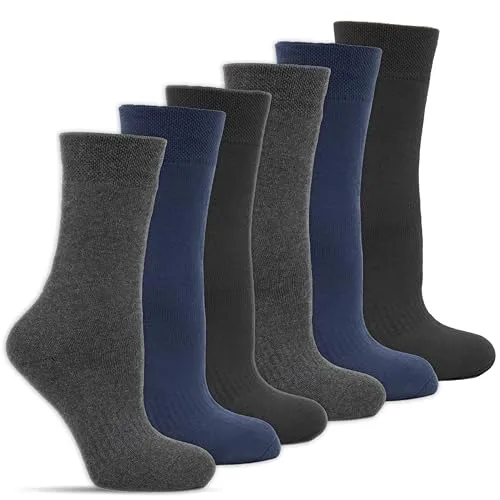 Thermo Wintersocken Herren 6er Pack – dicke warme Socken aus Baumwolle – gefütterte Thermosocken für Winter, Arbeit, Outdoor (DE/NL/SE/PL, Numerisch, 39, 42, Regular, Regular, Schwarz / Blau / Grau)