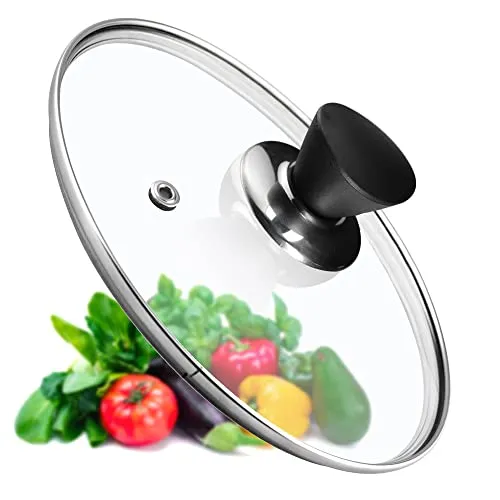 KADAX Glasdeckel, Topfdeckel Ø24 cm mit Schwarzmatt Griff, hitzebeständig, mit Dampfloch, Universaldeckel für Töpfe & Pfannen, klare Sicht, dicht schließend