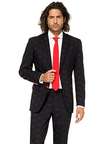 Opposuits STAR WARSTM Suit - Darth VaderTM Anzug für Herren, Größe 52 - Anzüge für Herren - Stilvoller Darth Vader Anzug im kompletten Set mit Hose, Jacket und Krawatte, ideal für Mottopartys und Conventions.