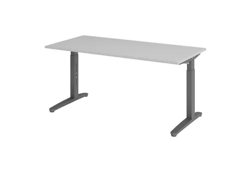 bümö Schreibtisch XB-Serie, Rechteck: 160 x 80 cm - Grau/Graphit - Kinderschreibtisch mit höhenverstellbarer Tischplatte und pflegeleichter Oberfläche, ideal für ergonomisches Arbeiten und Lernen.